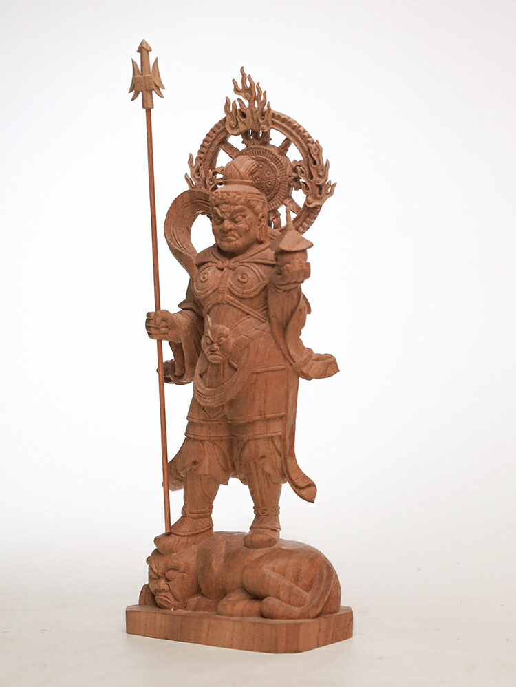 楽天市場】【総高27cm】毘沙門天 木彫り 仏像 置物 『仕様：無垢
