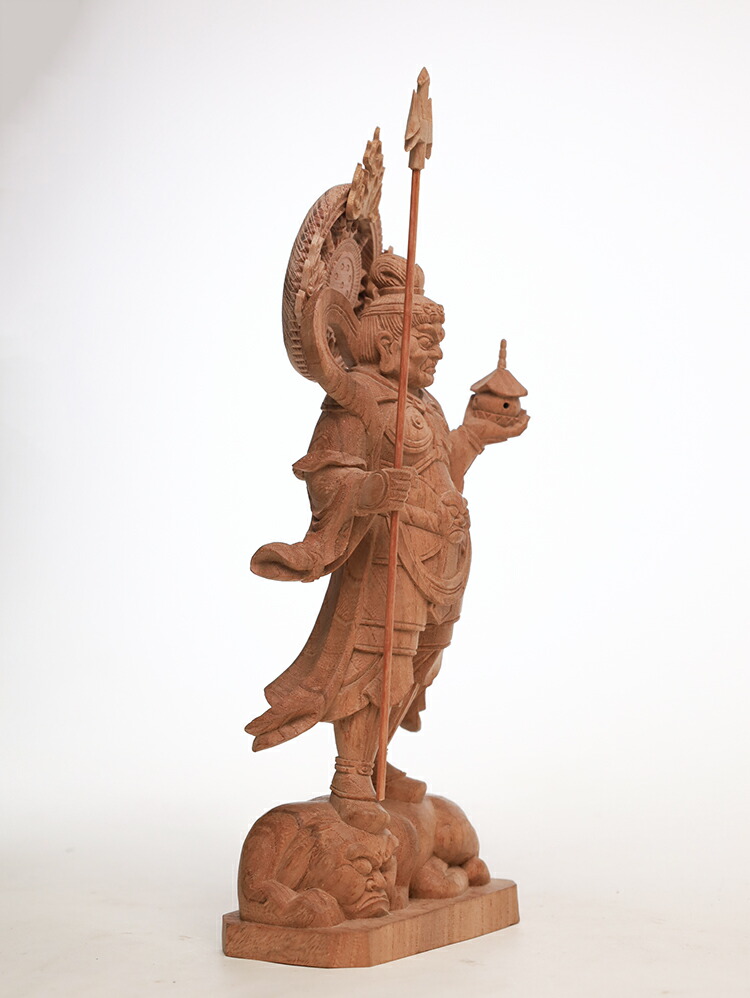 楽天市場】【総高27cm】毘沙門天 木彫り 仏像 置物 『仕様：無垢