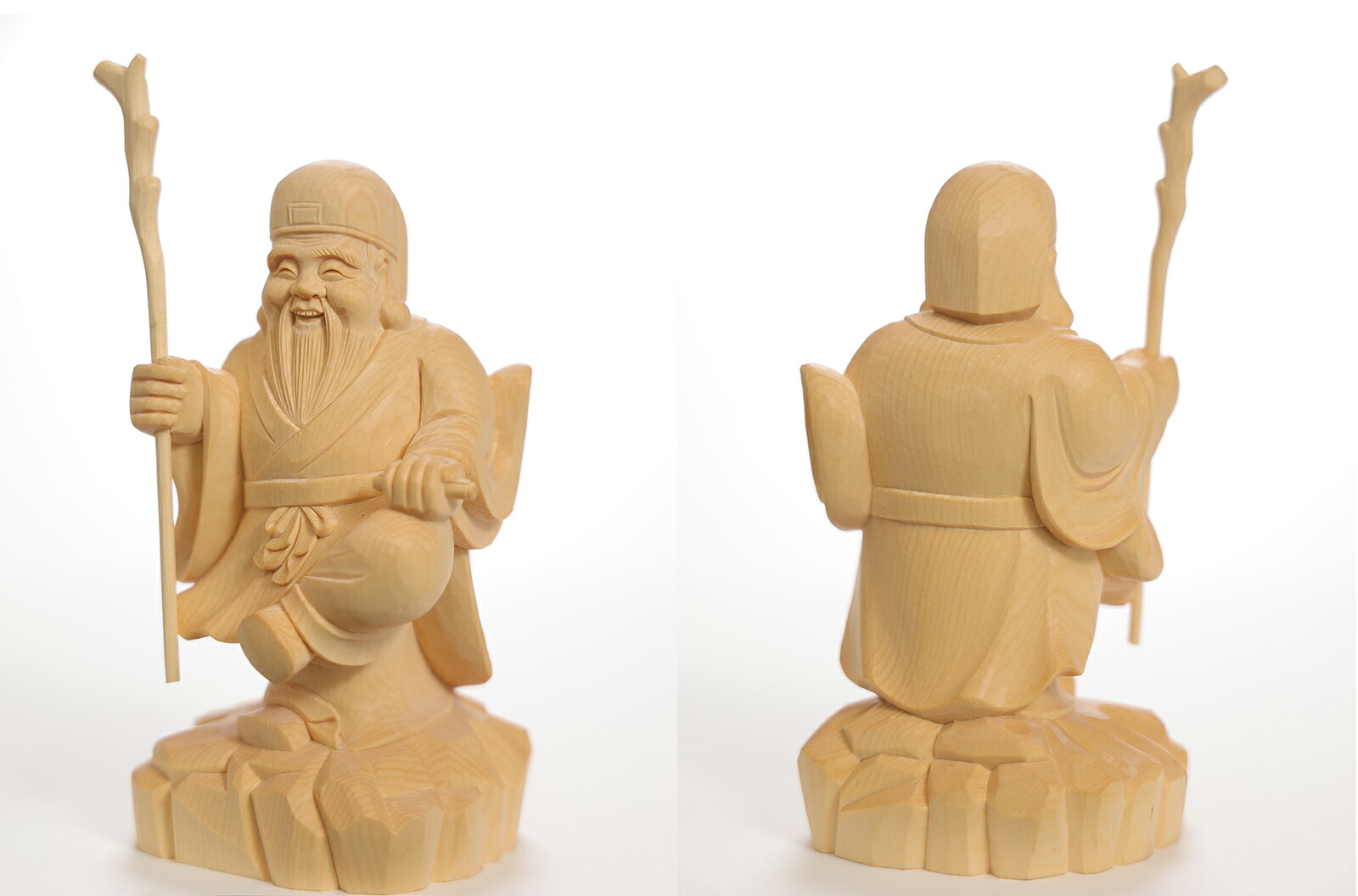 楽天市場】【横幅67cm】木彫り 七福神 置物 一刀彫 / 素材：ひのき