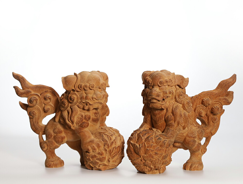楽天市場】【総高16cm】狛犬・獅子 唐獅子 仏像 木彫り 一刀彫 / 素材