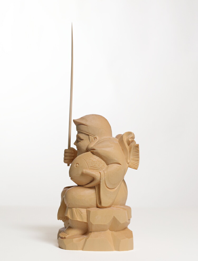 楽天市場】【総高31cm】恵比寿 木彫り 置物 一刀彫 / 材料：桧（縁起物