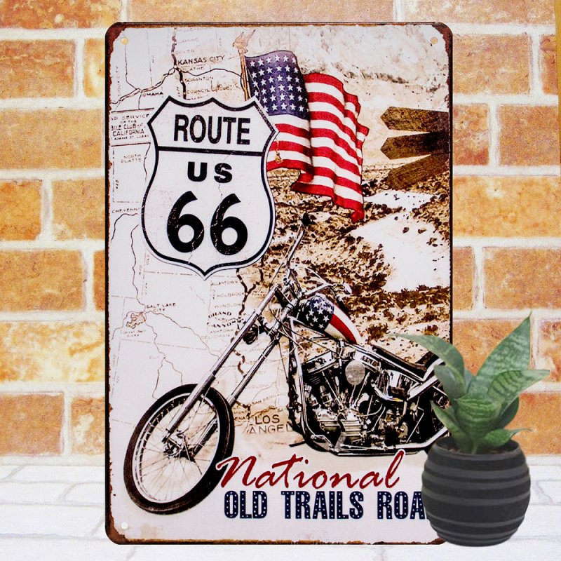 ブリキ看板インテリアアンティークアメ車ハーレールート66 ショベル