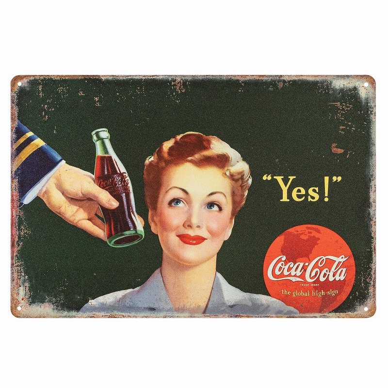 コカコーラ レトロ看板 YES 人気 COKE YES ホーロー ブリキ 看板 コカ