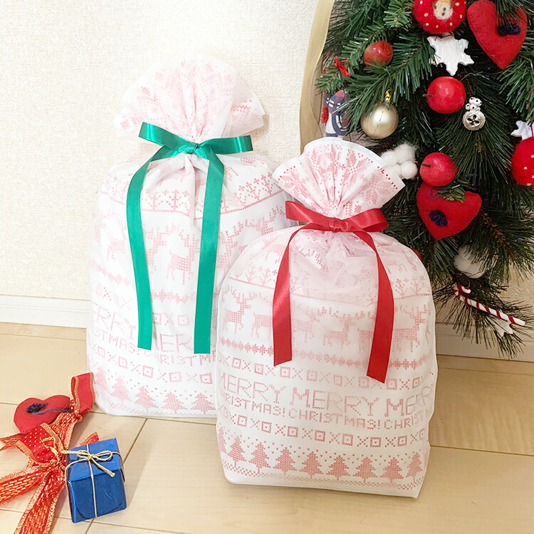 楽天市場】楽天1位！クリスマス ラッピング 袋 マチ付き リボン付き