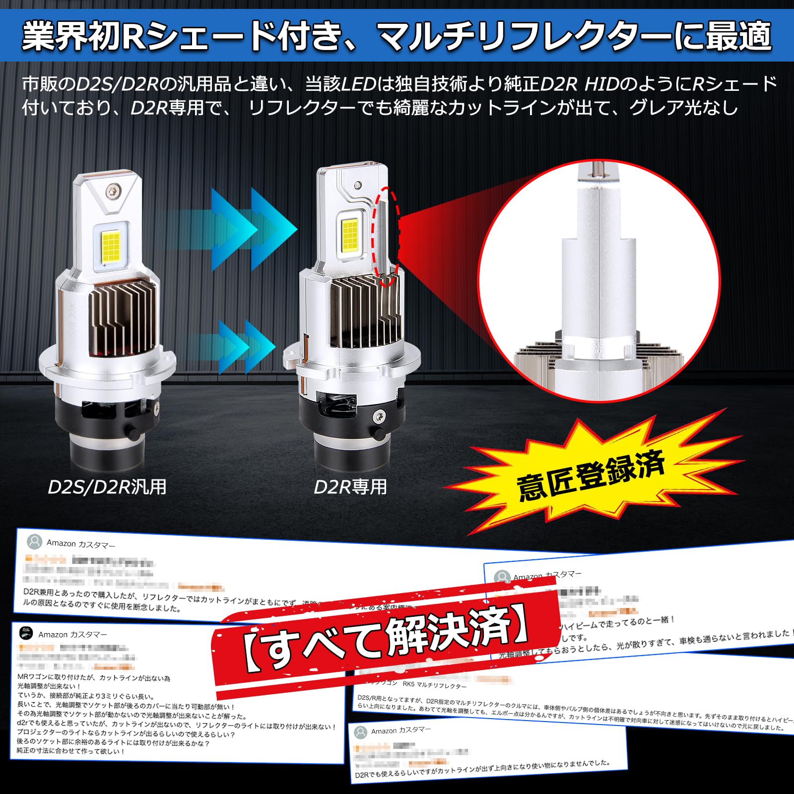ポン付け仕様 LEDヘッドライト バルブ D2S D2R D4S D4R 車検対応 純正