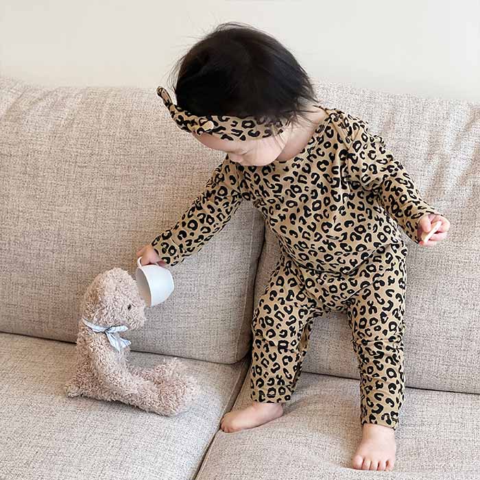楽天市場】【2点セット レオパード柄ロンパース+ヘアバンド