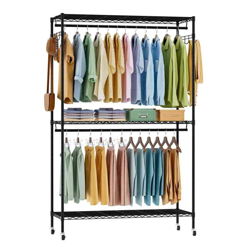 注文 新品 AQRA ハンガーラック 頑丈 4層 大容量 ワードローブ 4つの