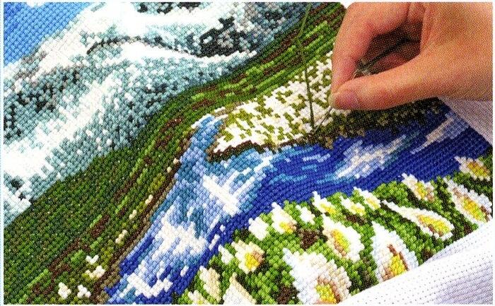 楽天市場】Olympusクロスステッチ刺繍キット7462 「河口湖冬花火と