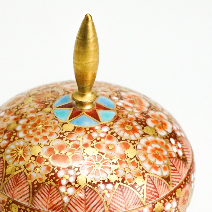 金襴手 金彩 花鳥文 蓋物 菓子器 金襴手金彩花鳥文蓋物