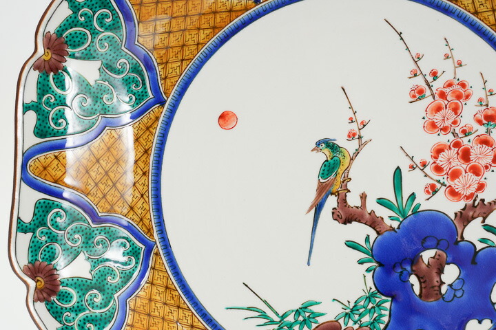 楽天市場】九谷焼 12号飾皿 松竹梅に鳥（桐箱付）/三ツ井為吉作 ＜送料