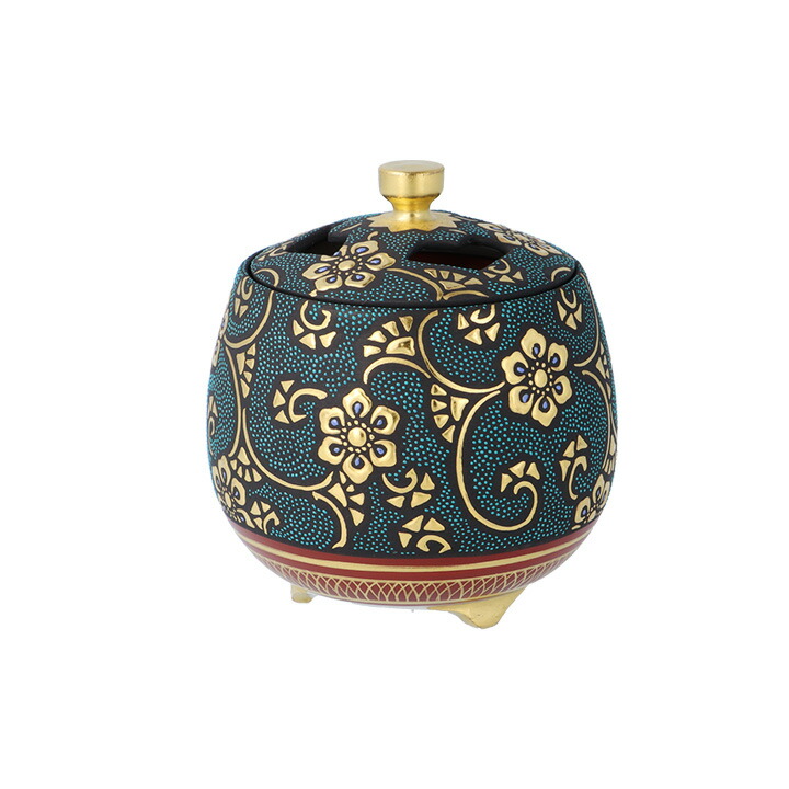 九谷焼 林伊平作 香炉(共箱付き) 林伊平 九谷焼青粒香合 共箱 栞