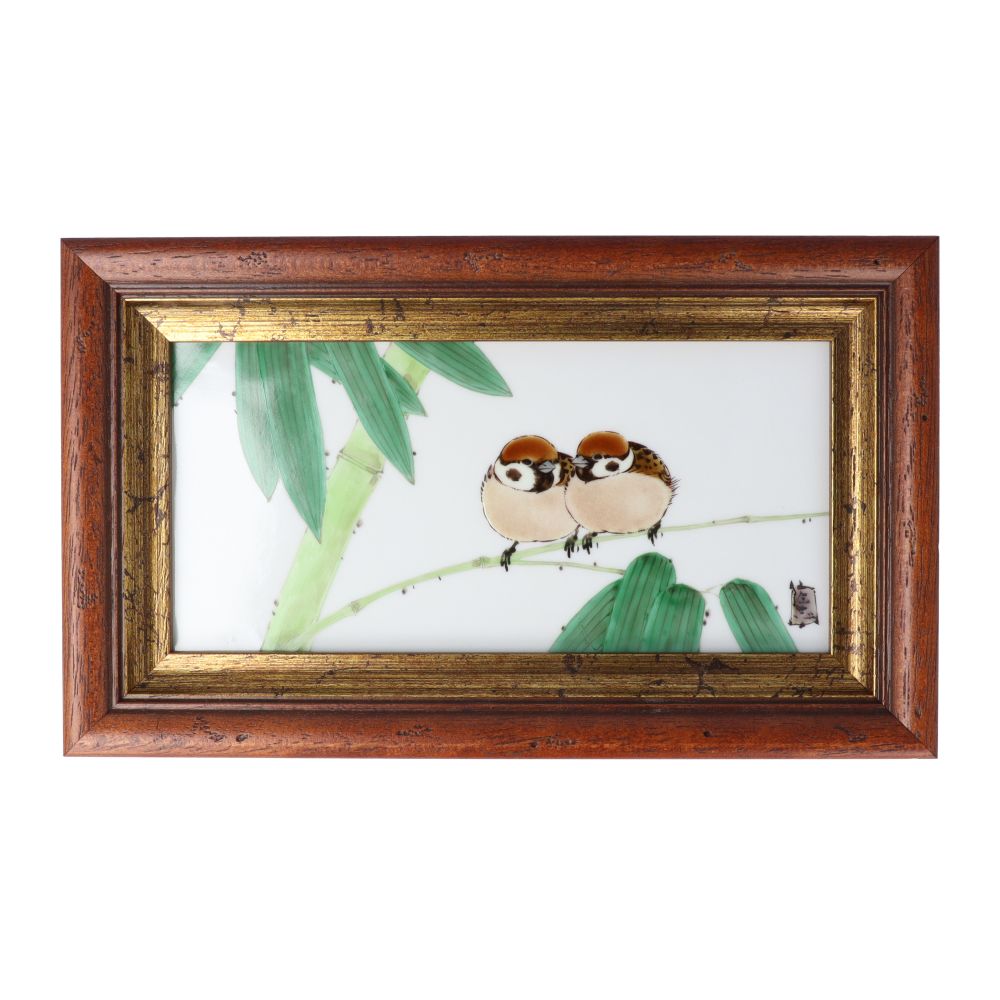 九谷焼 陶額 雀図四季セット / 中村陶志人 中村陶志人作 陶額 十二雀図