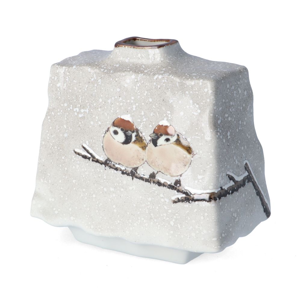 九谷焼中村陶志人作花文花瓶花入共箱CR6002C