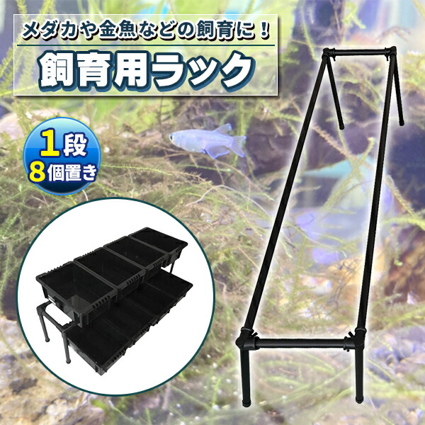 楽天市場】メダカ飼育黒ラック 1段8個置き めだか飼育棚 めだか飼育棚