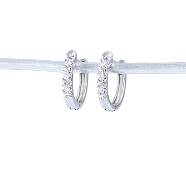 楽天市場】K10ホワイトゴールドダイヤモンドピアス フープピアス 中