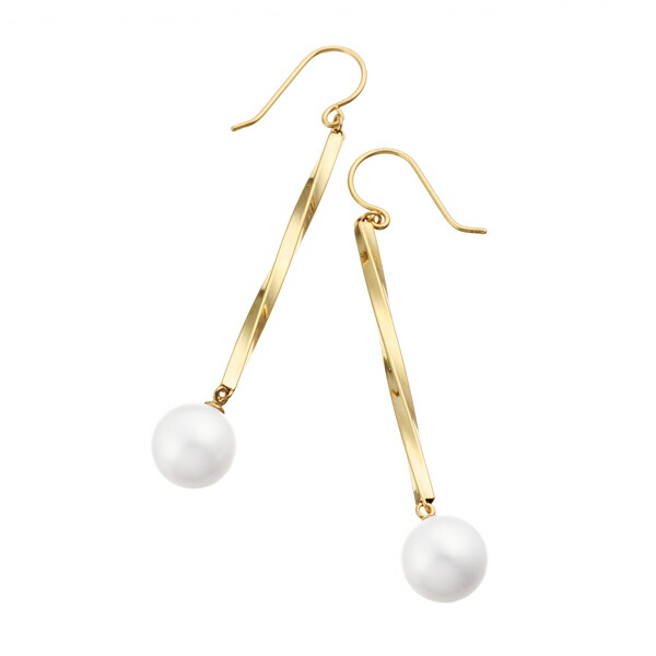 楽天市場】K10イエローゴールド淡水パールピアス（7.5mm