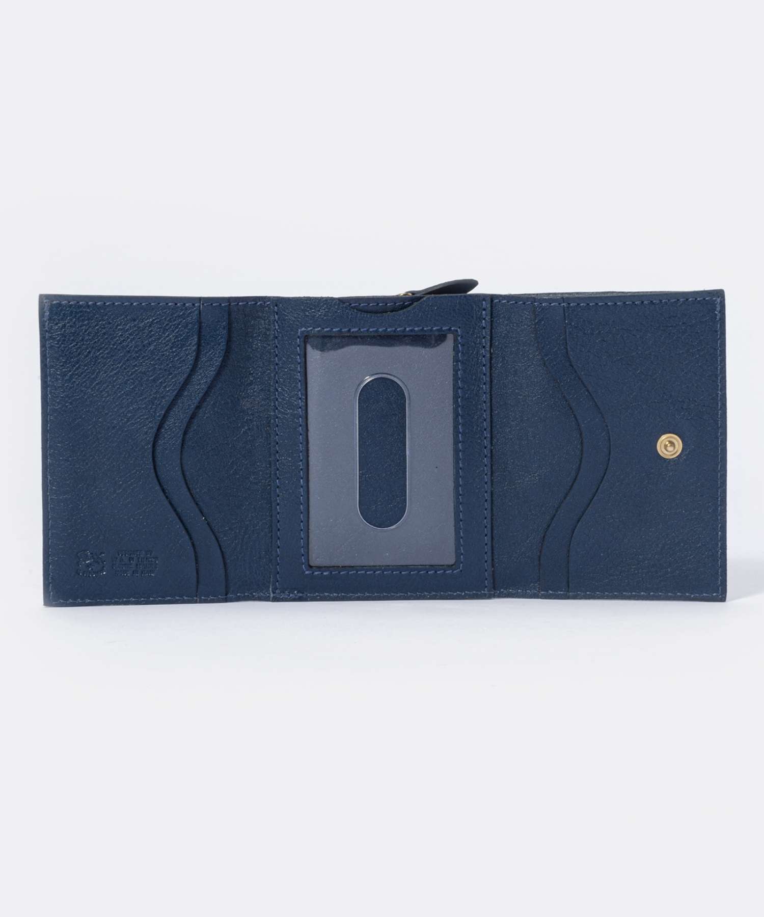 IL BISONTE / 3つ折り財布/レザー/BLU/無地/レディース IL BISONTE