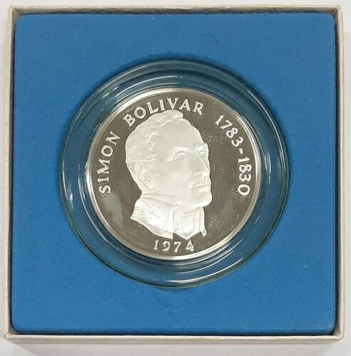 楽天市場】1974年 パナマ 20バルボア シモン・ボリバル プルーフ銀貨