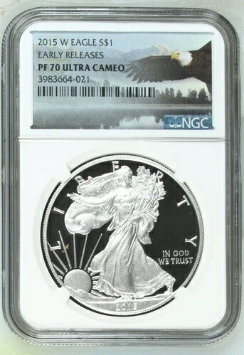 2015 W 地金 シルバー イーグル NGC PF-70 ウルトラカメオ アーリー