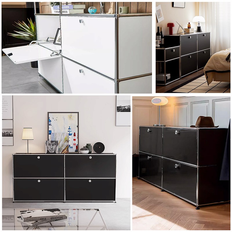 取付無料！USMハラー 2段ブラックキャビネット 小さめデスクワゴン✨