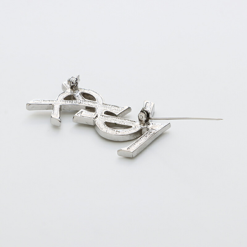 イヴサンローラン ブローチ カサンドラ YSLロゴ ラインストーン