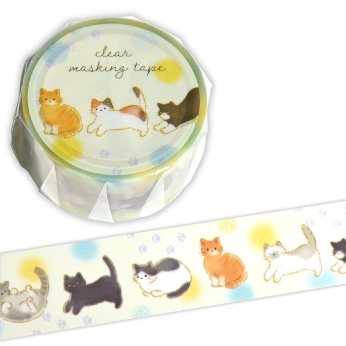 楽天市場】猫柄 クリアマスキングテープ 猫と水玉 ネコ柄