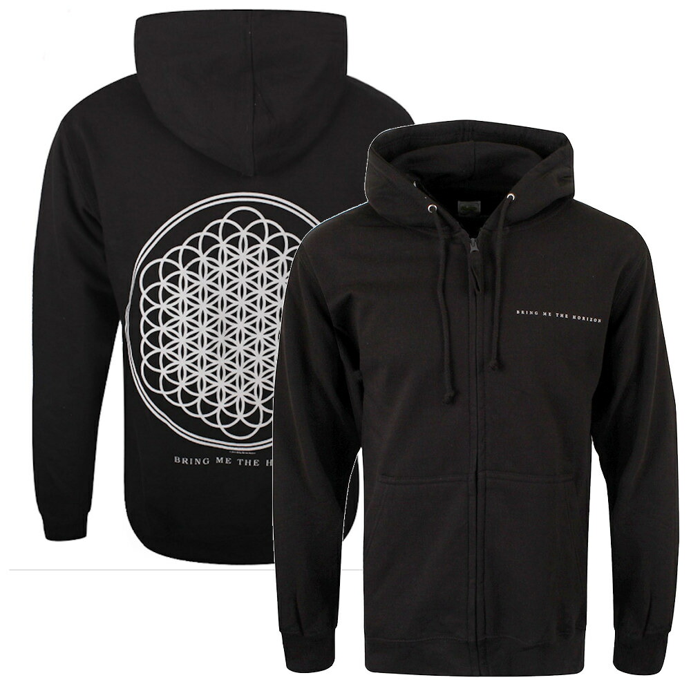 ○BMTH フード付きパーカー 黒ブラック 袖にロゴ 海外Lサイズ 未使用