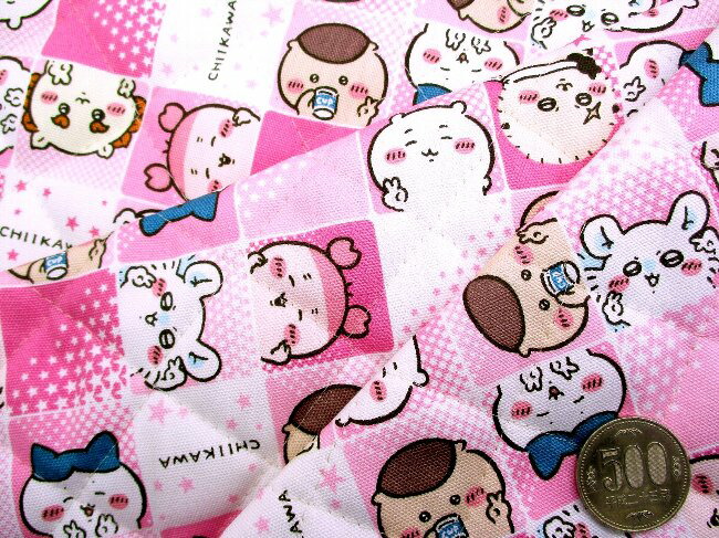 楽天市場】Q- キルティング 生地 布 ちいかわ（ ピンク系 ) 柄番号7