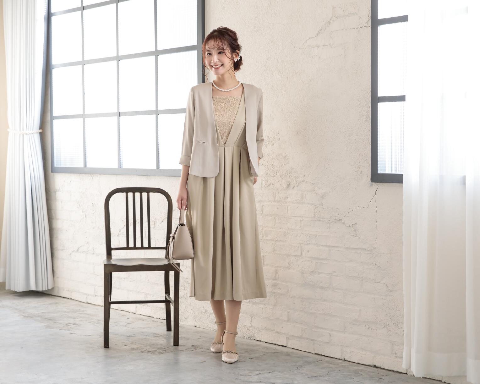 楽天市場】ポケット付き胸元レースフォーマルドレス ワンピース