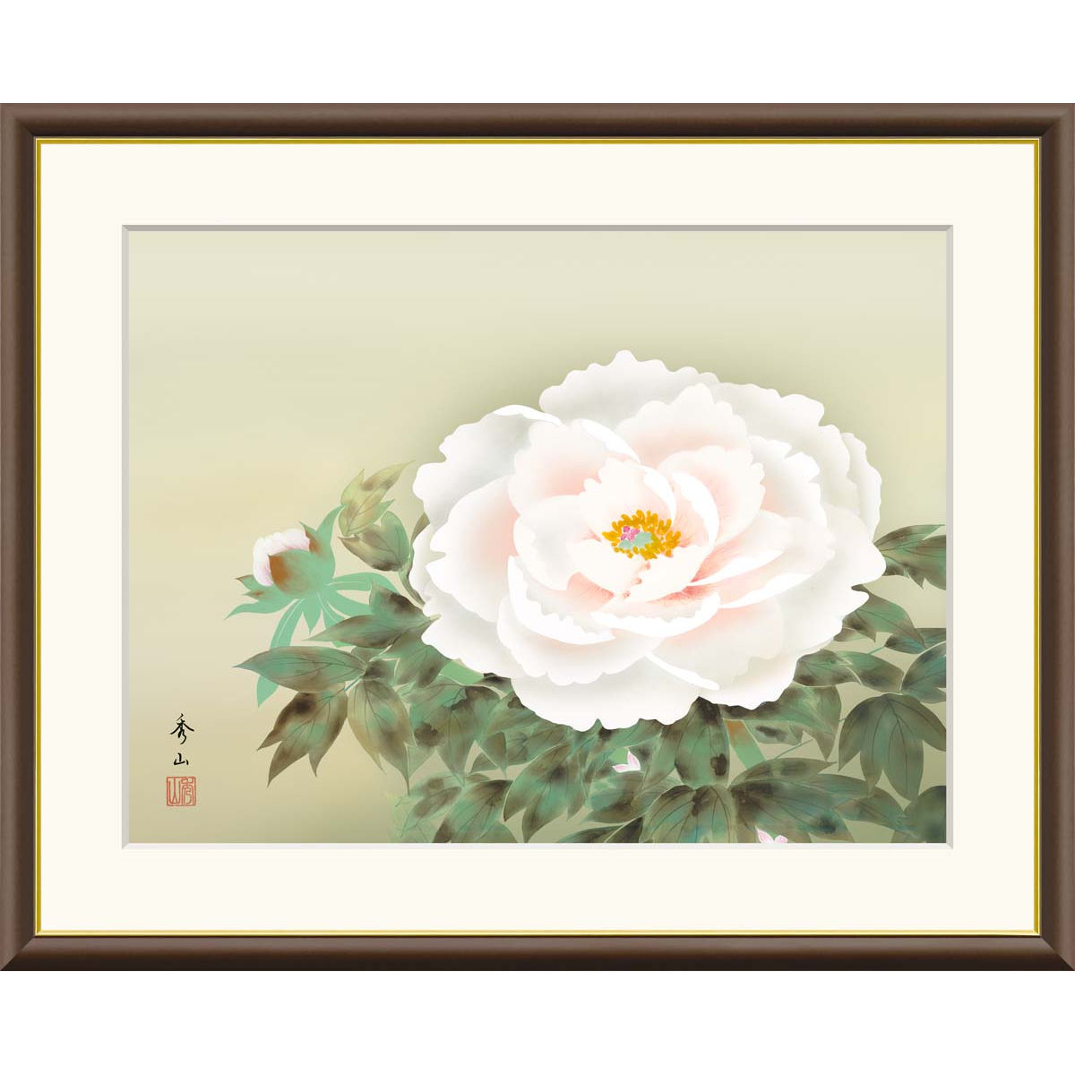 楽天市場】絵画 現代日本画 花鳥画 年中飾り 富貴花 鈴村秀山 額入り