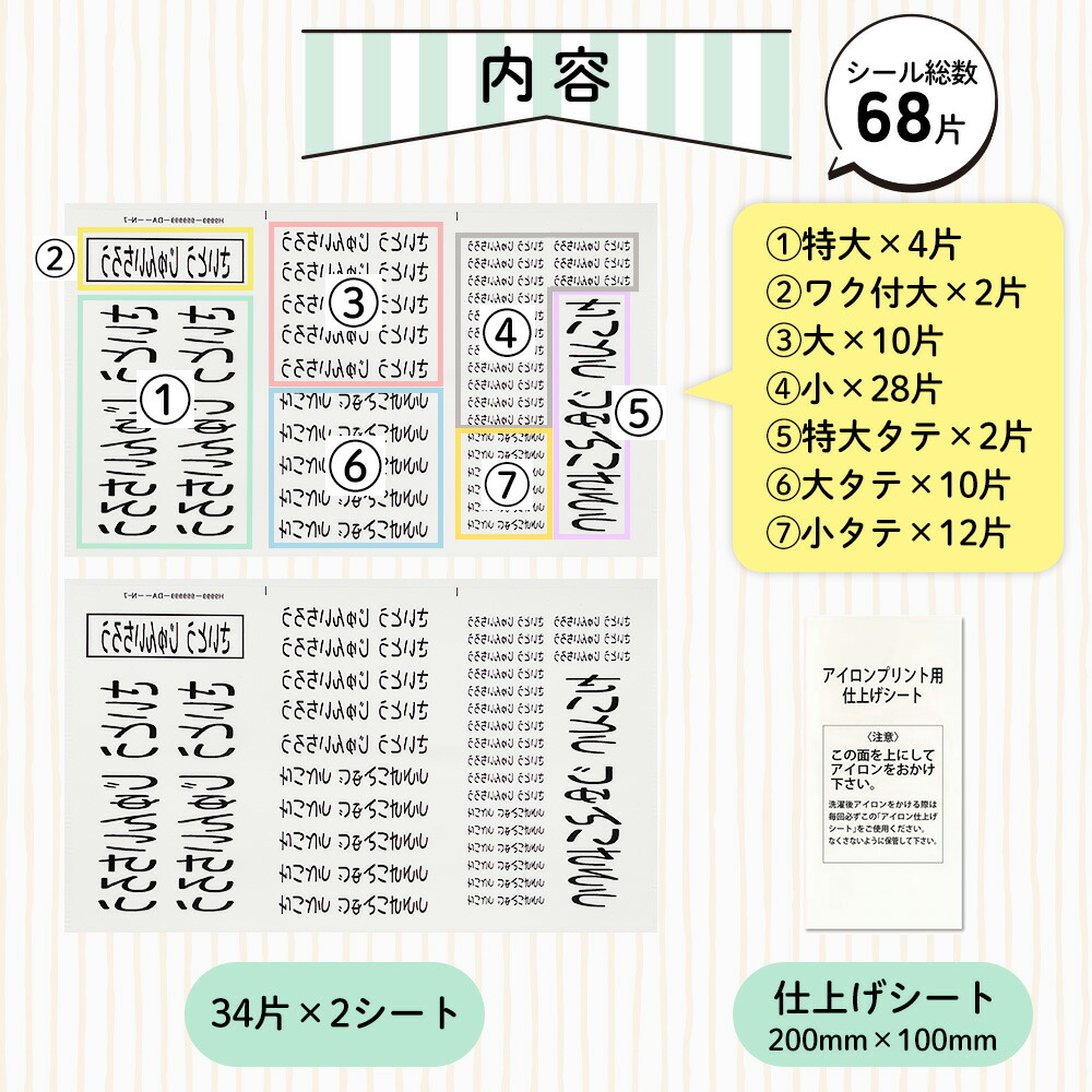 楽天市場】名前シール アイロン おなまえアイロンプリント 特大/大/小