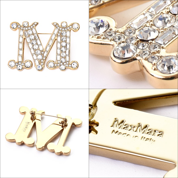 MAX MARA クリスタル ブローチ OPホワイト MAX MARA クリスタル
