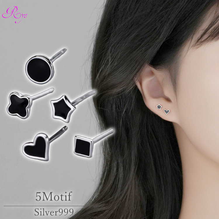楽天市場】選べる5種のブラックデザインピアス ハート スター スクエア