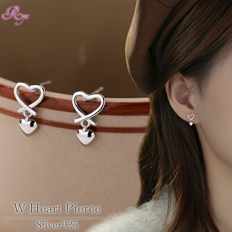 楽天市場】【揺れるWハートピアス】 シルバー925 ピアス 金属