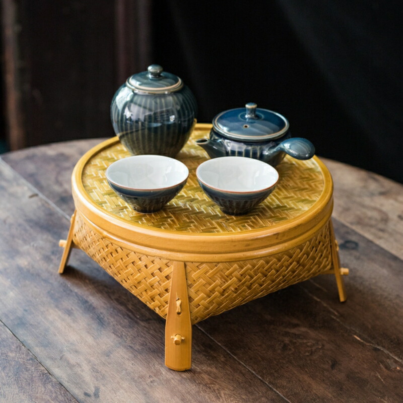 楽天市場】竹編み収納バスケット ちゃぶ台 茶道収納 和風収納 茶器かご