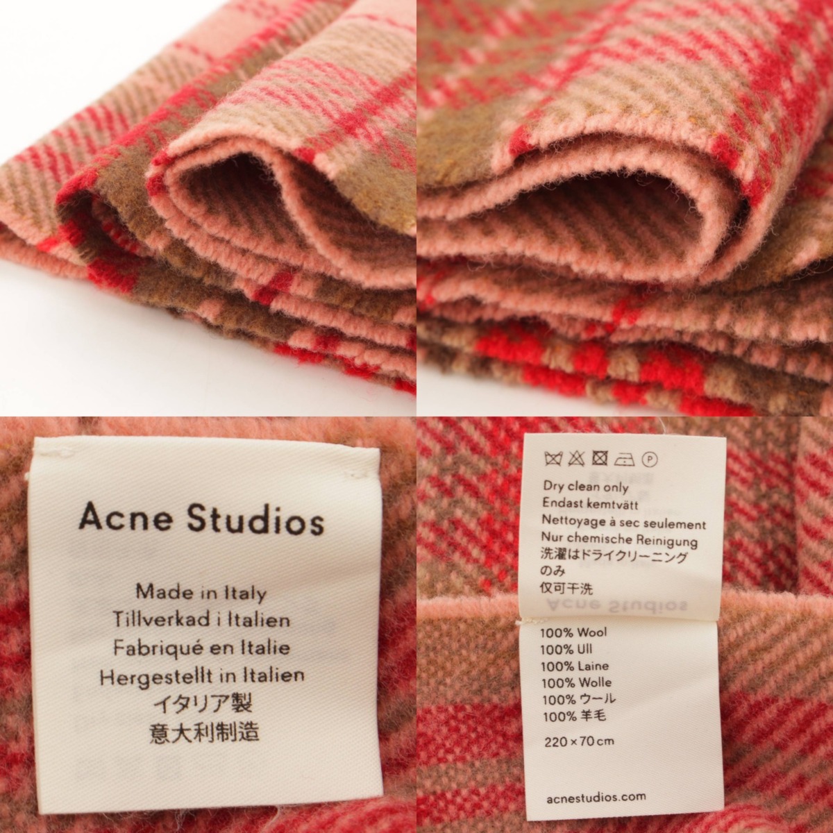 楽天市場】【アクネ】Acne ウール チェック柄 ロゴ 大判 マフラー