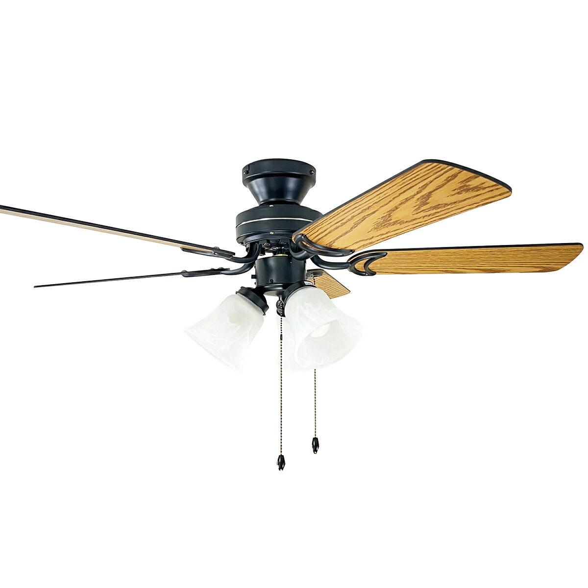 楽天市場】シーリングファンライト 5枚羽根 リバーシブル 黒ボディ