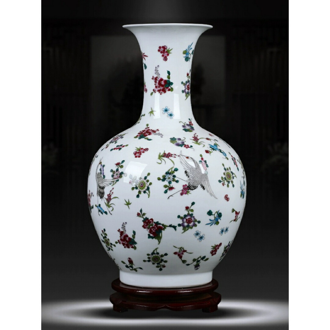 中国 景徳鎮 万里の長城絵図 大型花器 (95) 花瓶 飾り壺 中国美術