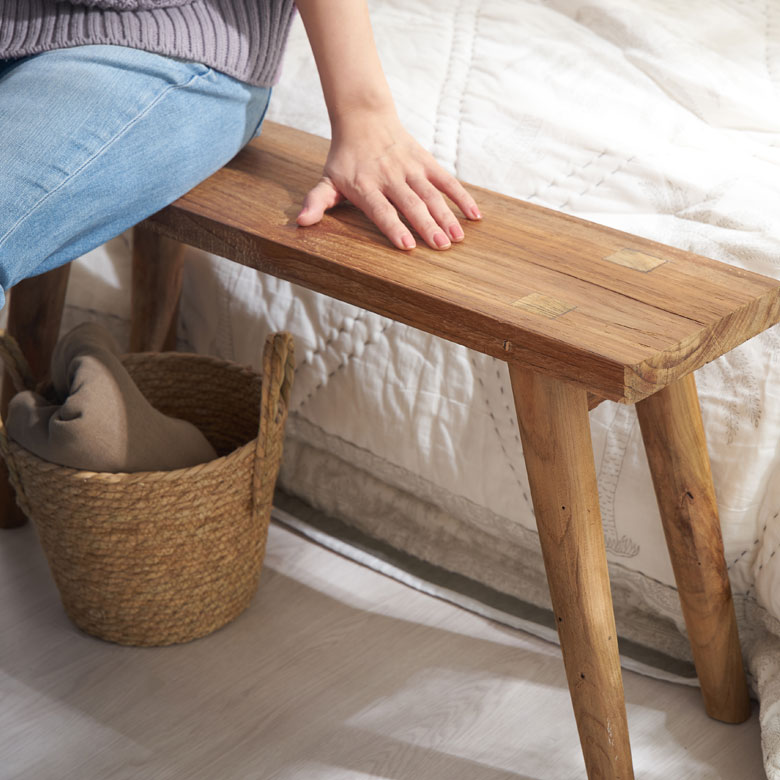 楽天市場】ベンチ ウッドベンチ 古材 チーク ウッド 約 W 75.5 × D 20