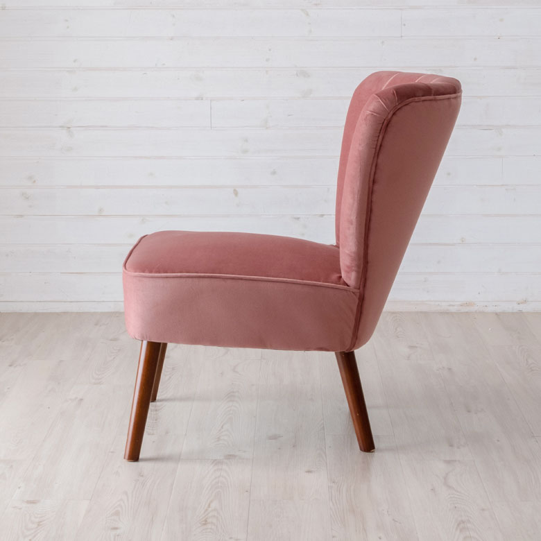 楽天市場】チェア ベルベット ピンク 木製 ブラウン パーソナルチェア