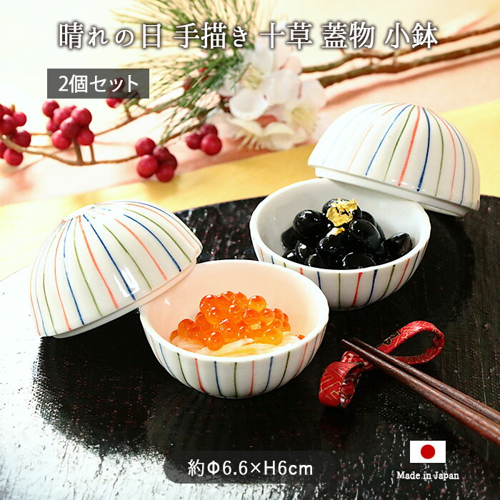 楽天市場】小鉢 晴れの日 手描き 十草 蓋物 2個セット | 鉢 豆鉢 珍味