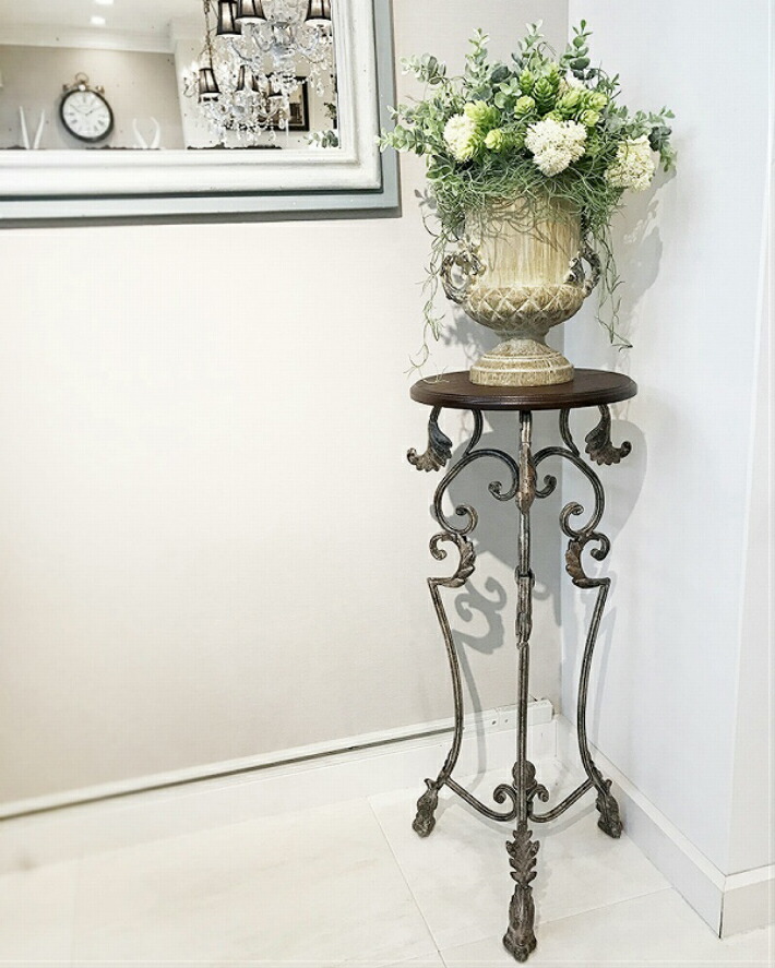 楽天市場】花台 台 サイドテーブル おしゃれ アンティーク 木製天板