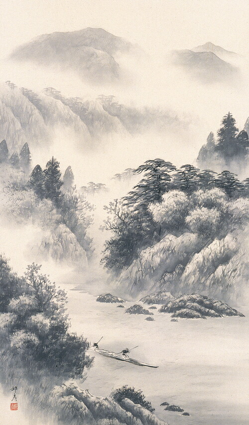 山水画 水墨画 掛軸 和紙 楽天市場】掛け軸 掛軸（かけじく）販売店
