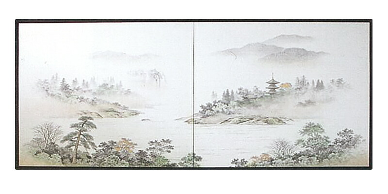 屏風 枕屏風 和室 山水絵 【公式通販】