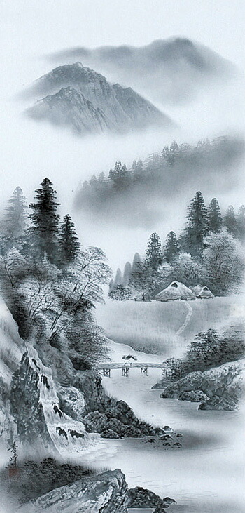 山水画 掛軸 嘉大 風景 山水画 掛軸 嘉大 風景 山水画 掛軸 墨絵 風景