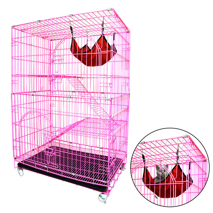 新品 キャットケージ キャットゲージ 多機能 ケージ 高さ142cm ピンク