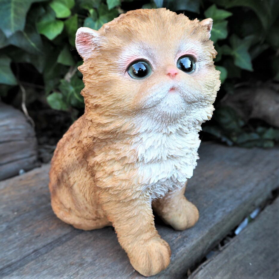 楽天市場】猫の置物 ペルシャレッド タビーホワイトの子猫