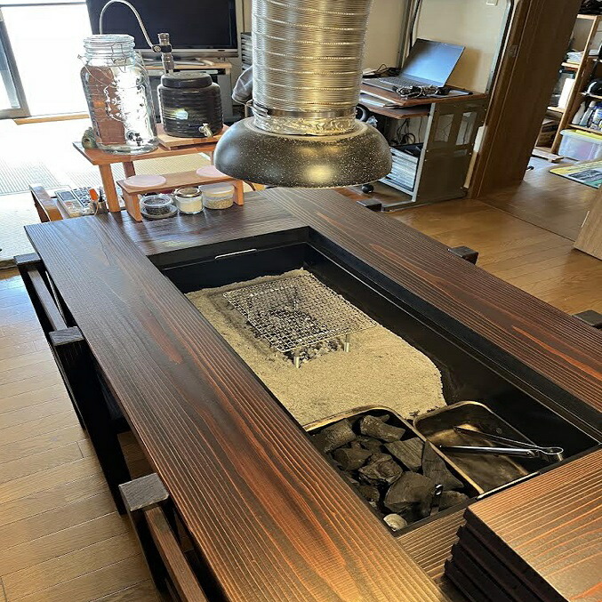 楽天市場】大型囲炉裏テーブル座卓タイプ 3点セット 1400X800X280mm