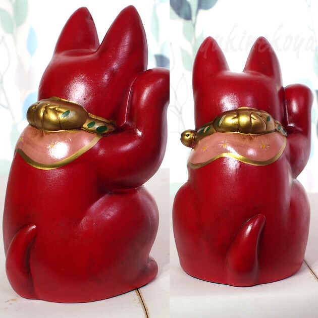 楽天市場】古色三河招き猫 大正ロマンの復刻版 レトロ招き猫 赤猫 大