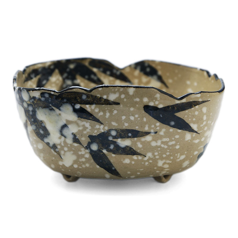 京焼 三浦竹泉 竹軒 倣仁阿弥道八翁造 乾山写雪笹画 手鉢 菓子器 二